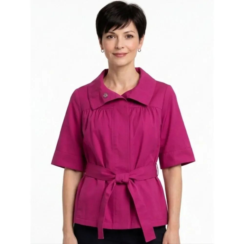 Worthington Fusha Elbow Length Sleeve Belted Lined Swing Jacket Size MP